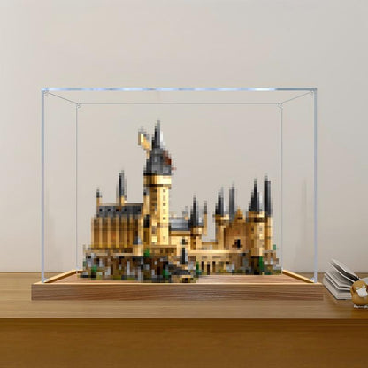 LEGO 71043 ホグワーツ城 ミラー アクリル ディスプレイケース リングライト＆UVプリント背景付き - 防塵ショーケース