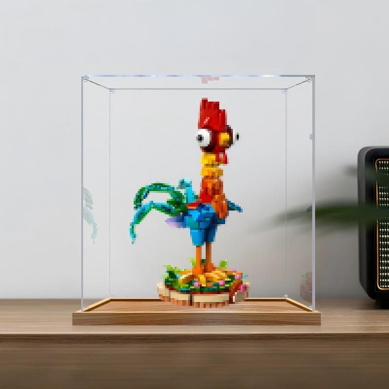 LEGO 43272 Heihei Spiegel-Acryl-Vitrine mit Ringlicht & UV-bedrucktem Hintergrund - Staubdichte Präsentationsvitrine
