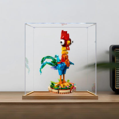 LEGO 43272 Heihei Spiegel-Acryl-Vitrine mit Ringlicht & UV-bedrucktem Hintergrund - Staubdichte Präsentationsvitrine