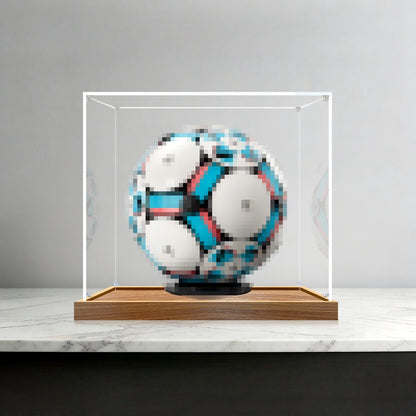 LEGO 43019 Soccer Ball Mirror Acrylic Display Case with Ring Light & UV-Printed Background - Dustproof Showcase