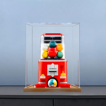 LEGO 21358 Minifigure Vending Machine Mirror Acrylic Display Case with Ring Light & UV-Printed Background - Dustproof Showcase