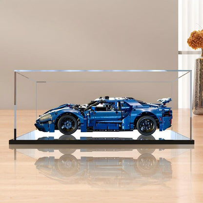 LEGO 42154 2022 Ford GT Mirror Acrylic Display Case with Ring Light & UV-Printed Background - Dustproof Showcase