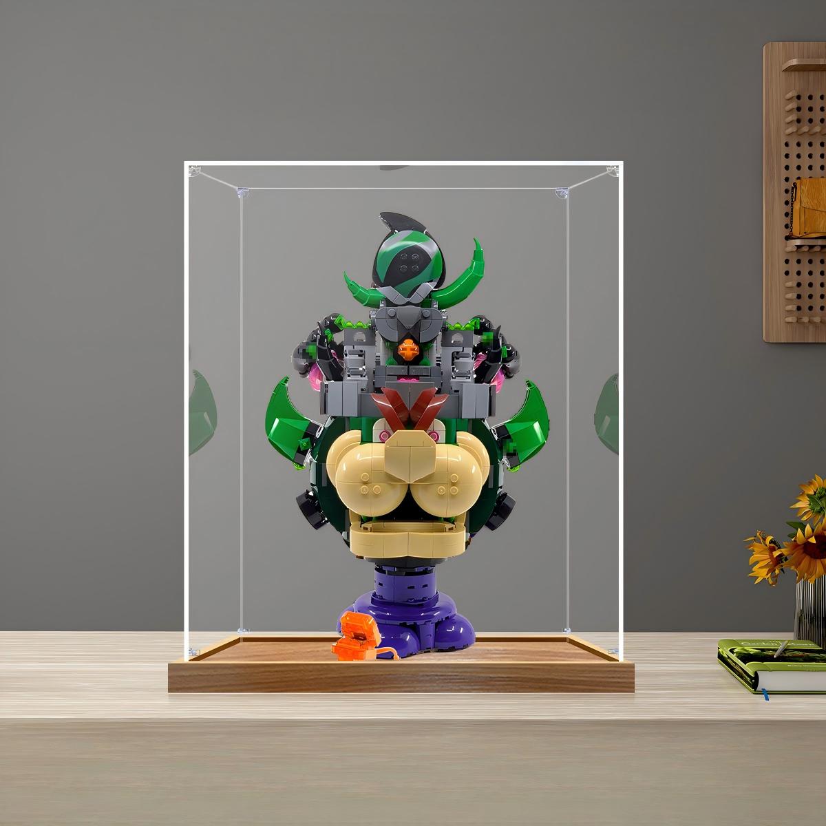 LEGO 72042 Prince Florian & Castle Bowser - Expansion Set Mirror Acrylic Display Case with Ring Light & UV-Printed Background - Dustproof Showcase