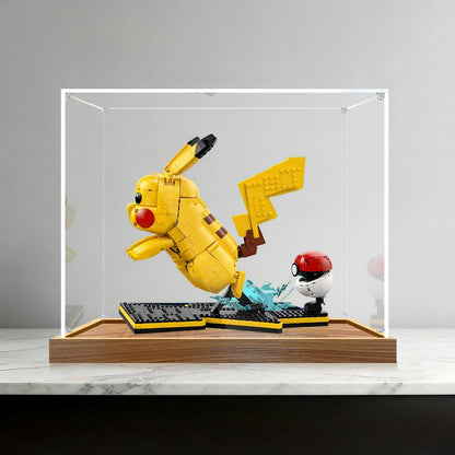 LEGO 72152 Pikachu e Poké Ball Vetrina Acrilica a Specchio con Luce ad Anello e Sfondo Stampato UV - Espositore Antipolvere