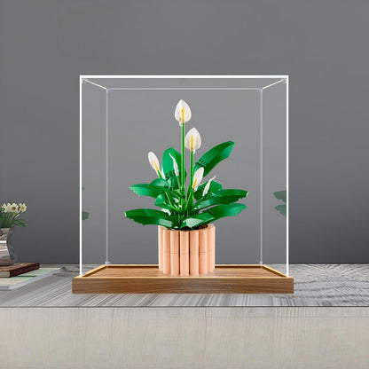 LEGO 11504 Peace Lily Vitrine de Exibição em Acrílico com Espelho, Anel de Luz e Fundo Impresso em UV - Vitrine à Prova de Poeira