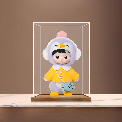 Pop Mart Hacipupu 镜面亚克力展示盒，带环形灯和UV印刷背景 - 防尘展示柜