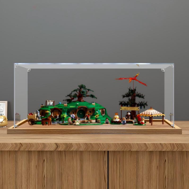 LEGO 10354 The Shire Mirror Acrylic Display Case with Ring Light & UV-Printed Background - Dustproof Showcase