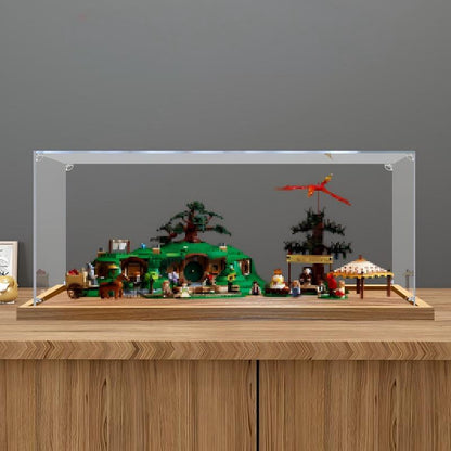 LEGO 10354 The Shire Mirror Acrylic Display Case with Ring Light & UV-Printed Background - Dustproof Showcase