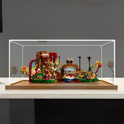 LEGO 21360 Willy Wonka & die Schokoladenfabrik Spiegel-Acryl-Vitrine mit Ringlicht & UV-bedrucktem Hintergrund - Staubdichte Präsentationsvitrine