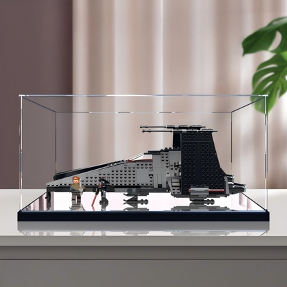 Acrylic Display Case for LEGO 75336 Inquisitor Transport Scythe, with Themed Printed Background & Dustproof Box