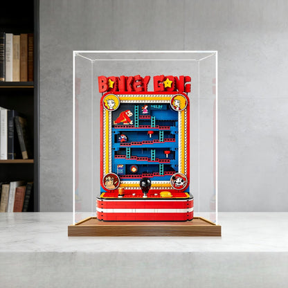 LEGO 72051 Donkey Kong Arcade Spiegel-Vitrinen-Display mit Ringlicht & UV-bedrucktem Hintergrund - Staubdichte Schaukasten