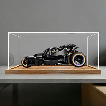 LEGO 42239 Vitrine d'affichage en acrylique miroir pour Batmobile Tumbler avec anneau lumineux et fond imprimé UV - Vitrine anti-poussière