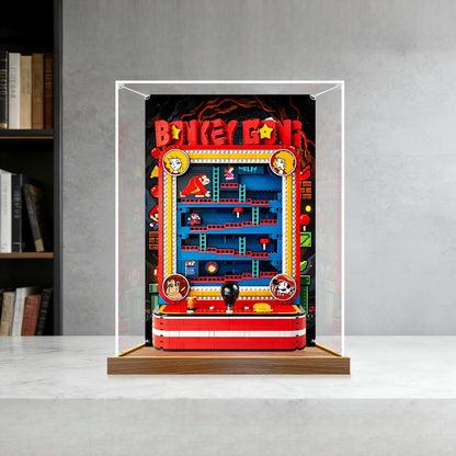 LEGO 72051 Donkey Kong Arcade Spiegel-Vitrinen-Display mit Ringlicht & UV-bedrucktem Hintergrund - Staubdichte Schaukasten