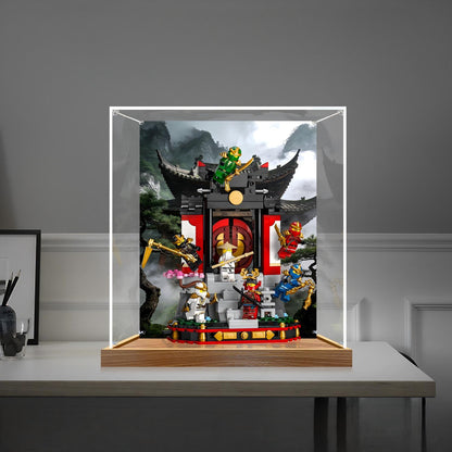 LEGO 71866 Ninja Character Display Mirror Acrylic Display Case with Ring Light & UV-Printed Background - Dustproof Showcase