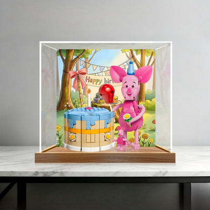 LEGO 43305 Piglet's Birthday Fun Specchio Acrilico con Luce ad Anello e Sfondo Stampato UV - Vetrina Antipolvere