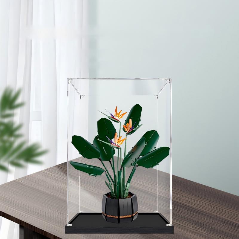 Acrylic Display Case for LEGO 10289 Bird of Paradise, with Themed Printed Background & Dustproof Box