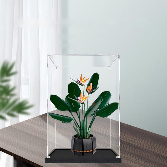 Acrylic Display Case for LEGO 10289 Bird of Paradise, with Themed Printed Background & Dustproof Box