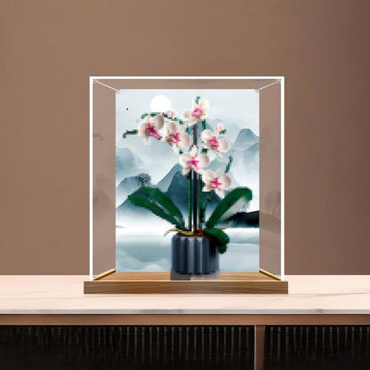 LEGO 10311 Vitrine de Exibição de Acrílico com Espelho para Orquídea, com Luz de Anel e Fundo Impresso em UV - Mostruário à Prova de Poeira