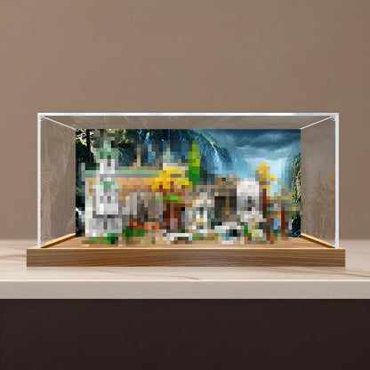 LEGO 10316 سيد الخواتم: ريفنديل حامل عرض أكريليك مع إضاءة حلقية وخلفية مطبوعة بالأشعة فوق البنفسجية - صندوق عرض مقاوم للغبار