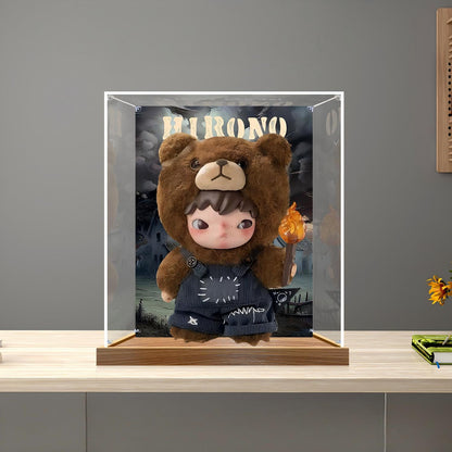 Pop Mart Hirono Serie Spiegel Acryl Displaykast met Ringlicht & UV-Geprinte Achtergrond - Stofvrije Vitrine