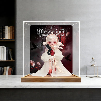 Pop Mart Messenger From Another World Mirror Acrylic Display Case with Ring Light & UV-Printed Background - Dustproof Showcase
