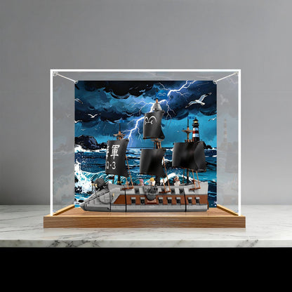 LEGO 75646 Acorazado Marino de Garp Vitrina de Exhibición de Acrílico Espejo con Anillo de Luz y Fondo Impreso en UV - Vitrina a Prueba de Polvo