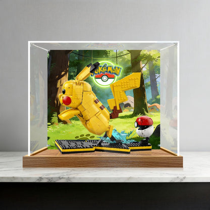 LEGO 72152 Pikachu e Poké Ball Vetrina Acrilica a Specchio con Luce ad Anello e Sfondo Stampato UV - Espositore Antipolvere