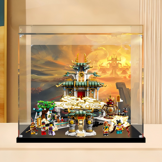 Acrylic Display Case for LEGO 80039 The Heavenly Realms, with Themed Printed Background & Dustproof Box