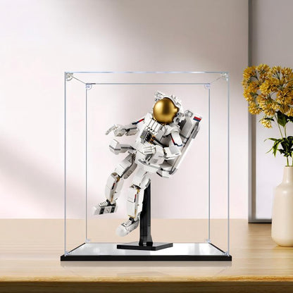 LEGO 31152 Space Astronaut Spiegel Acryl Vitrine mit Ringlicht & UV-bedrucktem Hintergrund - Staubdichte Präsentationsbox