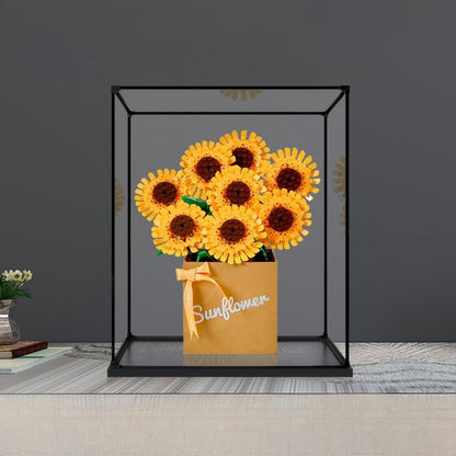 LEGO 40524 Sunflowers Mirror Acrylic Display Case with Ring Light & UV-Printed Background - Dustproof Showcase