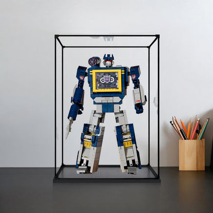 LEGO 10358 Soundwave Mirror Acrylic Display Case with Ring Light & UV-Printed Background - Dustproof Showcase