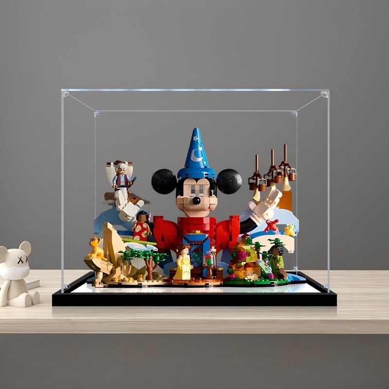 LEGO 21352 Magic of Disney Vitrine de Acrílico com Espelho e Luz de Anel e Fundo Impresso em UV - Expositor à Prova de Poeira