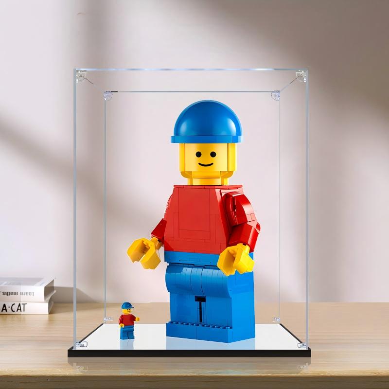 LEGO 40649 Up-Scaled LEGO Minifigure Mirror Acrylic Display Case with Ring Light & UV-Printed Background - Dustproof Showcase