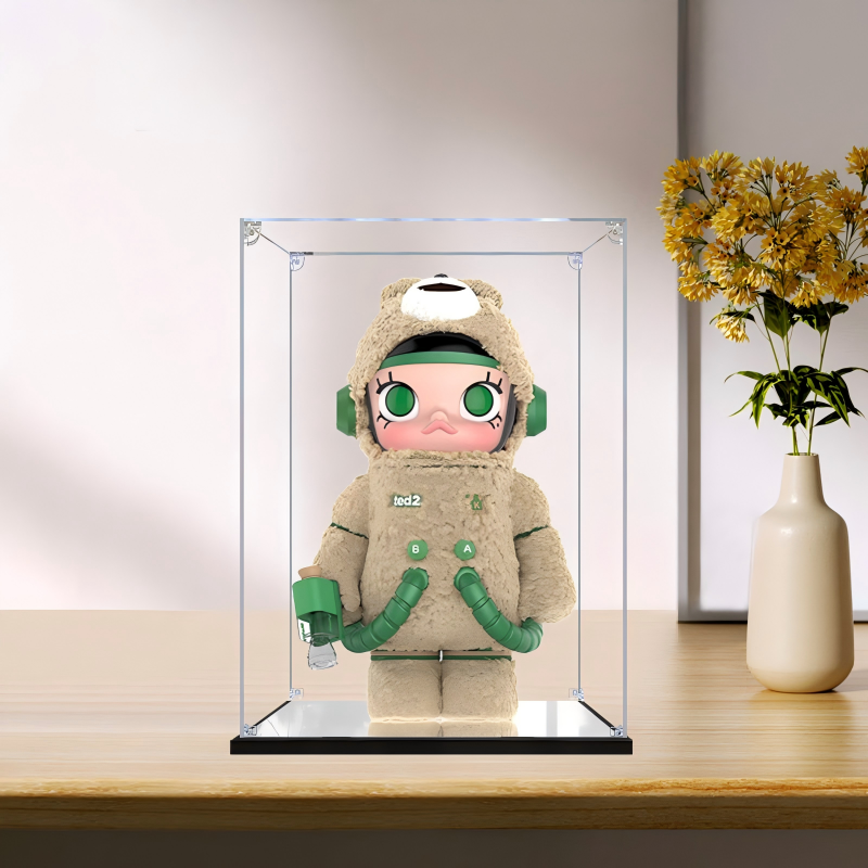 Suitable for Pop Mart Molly x Ted 2 Display Case Showcase with UV-Printed Background & Mirror Base