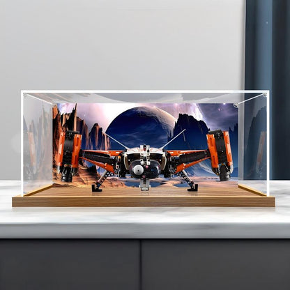 LEGO 42181 Nave de Carga Pesada VTOL Caixa de Exibição Acrílica Espelhada com Luz de Anel e Fundo Impresso em UV - Vitrine à Prova de Poeira