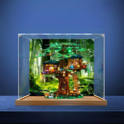 LEGO 21318 Spiegel-Vitrine aus Acryl mit Ringlicht & UV-bedrucktem Hintergrund - Staubgeschützte Ausstellungsvitrine