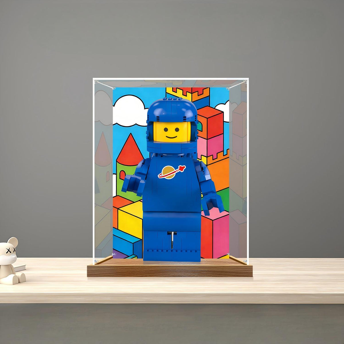 LEGO 40921 Espelho Espelho Caixa de Exibição em Acrílico com Luz de Anel e Fundo Impresso em UV - Vitrine à Prova de Poeira