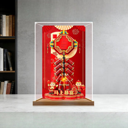 LEGO 80118 Fortune Firecracker Coffret de Présentation Miroir en Acrylique avec Lumière Annulaire et Fond UV - Vitrine Anti-Poussière