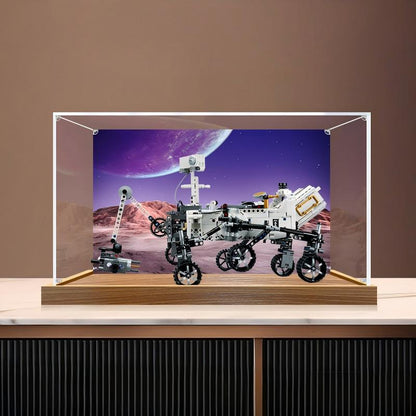 LEGO 42158 NASA Mars Rover Perseverance Mirror Akryl Udstillingsæske med Ringlys & UV-trykt Baggrund - Støvtæt Showcase