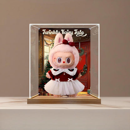Pop Mart Twinklu Fairy Tale Mirror Acrylic Display Case with Ring Light & UV-Printed Background - Dustproof Showcase