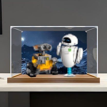 LEGO 43279 WALL-E e EVE Vetrina Acrilica a Specchio con Luce ad Anello e Sfondo Stampato UV - Espositore Antipolvere
