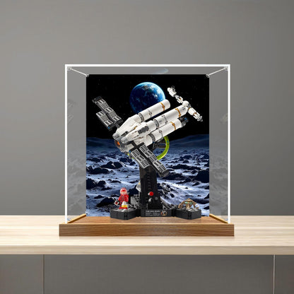 LEGO 11389 Project Hail Mary Mirror Acrylic Display Case with Ring Light & UV-Printed Background - Dustproof Showcase