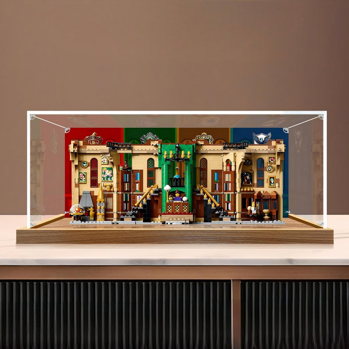 LEGO 76478 Harry Potter Book Nook: Dumbledore's Office Mirror Acrylic Display Case with Ring Light & UV-Printed Background - Dustproof Showcase