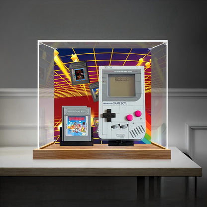 LEGO 72046 Game Boy Vetrina Acrilica a Specchio con Luce ad Anello e Sfondo Stampato UV - Espositore Antipolvere