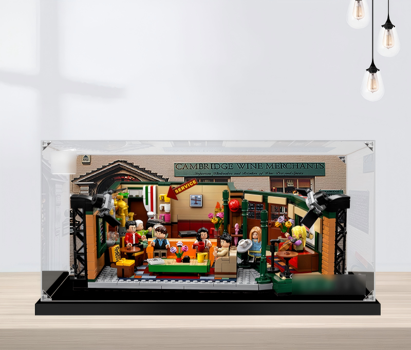 Acrylic Display Case for LEGO 21319 Central Perk, with Themed Printed Background & Dustproof Box