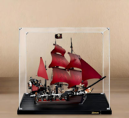 Professional Acrylic Display Case for LEGO 4195 Queen Anne's Revenge, with Themed UV Printing Background & Dustproof Box