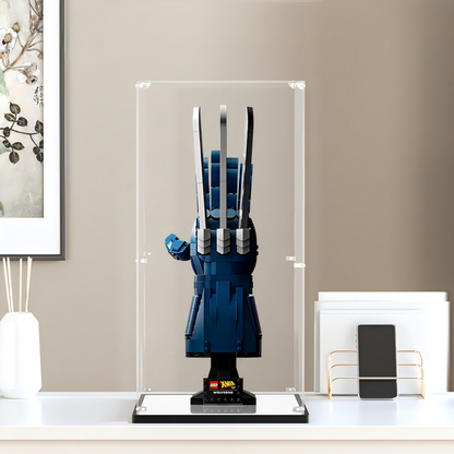 Acrylic Display Case for LEGO 76250 Wolverine's Adamantium Claws, with Themed Printed Background & Dustproof Box