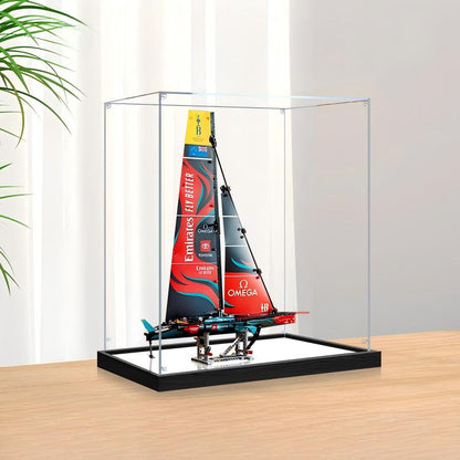 LEGO 42174 Emirates Team New Zealand AC75 Yacht Vitrine Acrílica com Anel de Luz e Fundo UV - Expositor à Prova de Poeira
