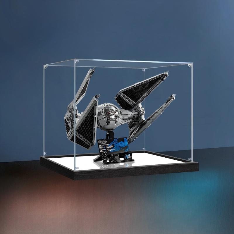 LEGO 75382 Vitrine de Exibição de Acrílico com Anel de Luz e Fundo Impresso em UV para TIE Interceptor - Vitrine à Prova de Poeira
