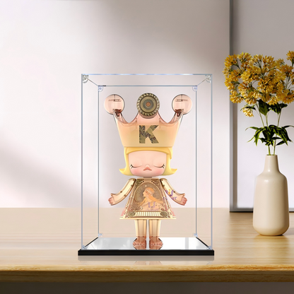 Suitable for Pop Mart Molly Art Collection Display Case – Showcase with UV-Printed Background & Mirror Base